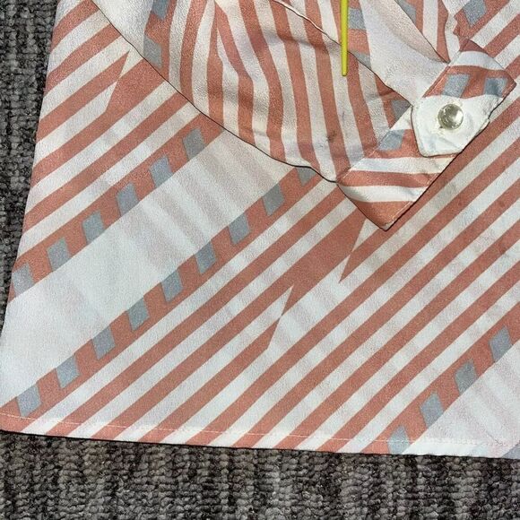 VTG Women’s Porsha Made In USA Orange White Slanted Stripes LS Sheer 70s Retro - Picture 5 of 8